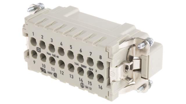 Han E Series size 16 A Connector Insert, Male, 16 Way, 16A, 500 V | 09330162602