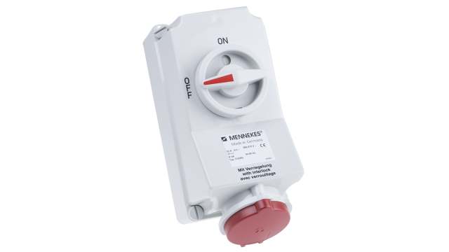 MENNEKES Straight Switchable IP44 Industrial Interlock Socket 3+E, Earthing Position 6h, 32A, 400 V | 5105A