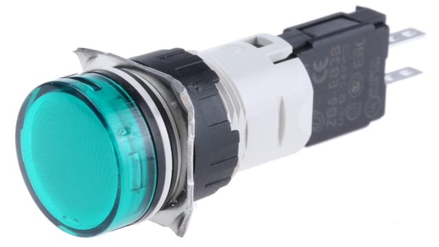 Schneider Electric, Harmony XB6, Panel Mount Green LED Pilot Light Complete, 16mm Cutout, IP65, 24V ac/dc | XB6AV3BB