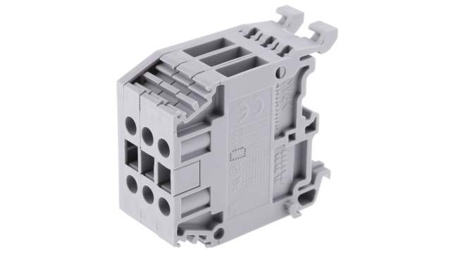 Entrelec Distribution Block, 3 Way, 800 V, 32A, Grey | 1SNA115407R1400