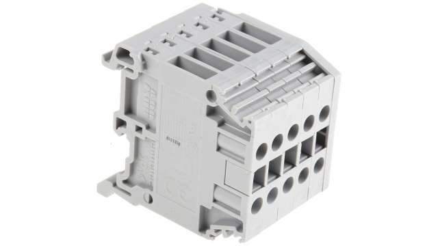 Entrelec Distribution Block, 5 Way, 800 V, 32A, Grey | 1SNA115409R2600