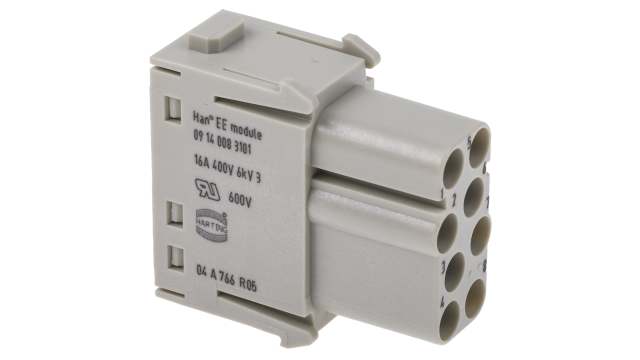 Han-Modular Series Female Module, 8 Way, 2 Row, Rated At 16A, 40 V, Han EE | 09140083101