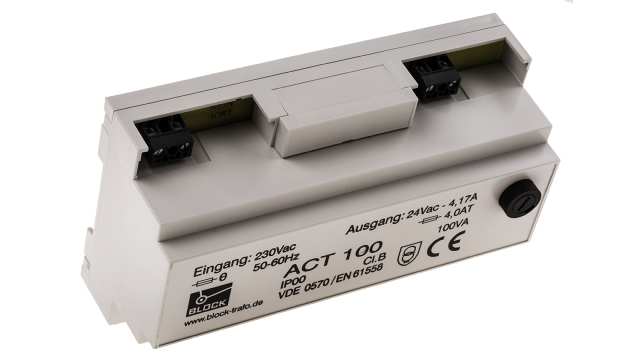 Block 100VA DIN Rail Transformer, 230V ac Primary, 24V ac Secondary | ACT100
