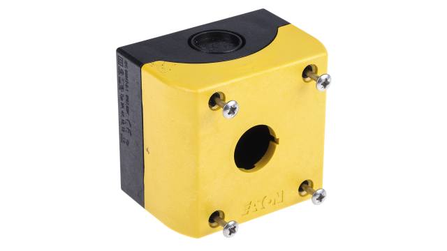 Eaton Grey, Yellow Plastic M22 Push Button Enclosure - 1 Hole 22 mm Diameter | 216536 M22-IY1
