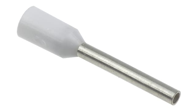 Weidmüller Insulated Crimp Bootlace Ferrule, 10 mm Pin Length, 1 mm Pin Diameter, White 20 AWG Wire Size | 9019020000
