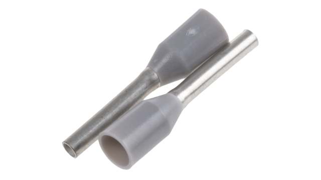 Weidmüller Insulated Crimp Bootlace Ferrule, 8 mm Pin Length, 1.2 mm Pin Diameter, Grey 18 AWG Wire Size | 9019040000