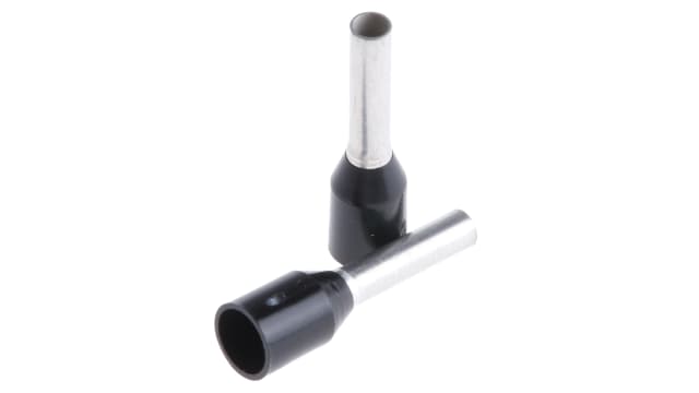 Weidmüller Insulated Crimp Bootlace Ferrule, 8 mm Pin Length, 1.7 mm Pin Diameter, Black 16 AWG Wire Size | 9019120000