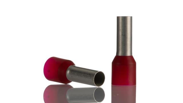 Weidmüller Insulated Crimp Bootlace Ferrule, 12 mm Pin Length, 4.5 mm Pin Diameter, Red 7 AWG Wire Size | 9019240000