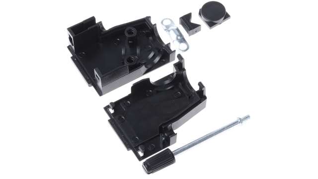 MH Connectors MHDSSK-T/P Series ABS Angled, Straight D-Sub Backshell, 9 Way Strain Relief | MHDSSK-P-9-L-K