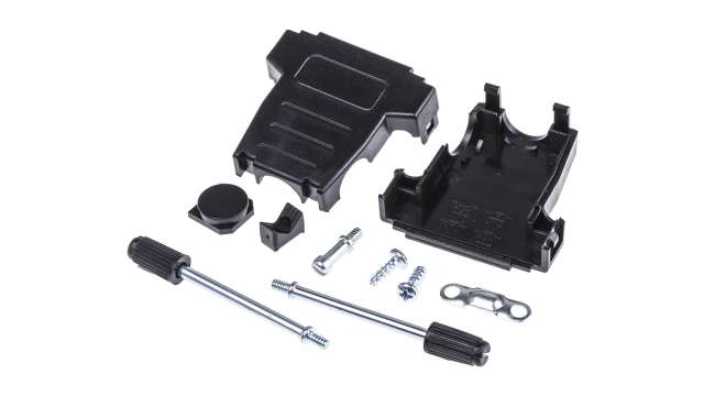 MH Connectors MHDSSK-T/P Series ABS Angled, Straight D-Sub Backshell, 15 Way Strain Relief | MHDSSK-P-15-L-K