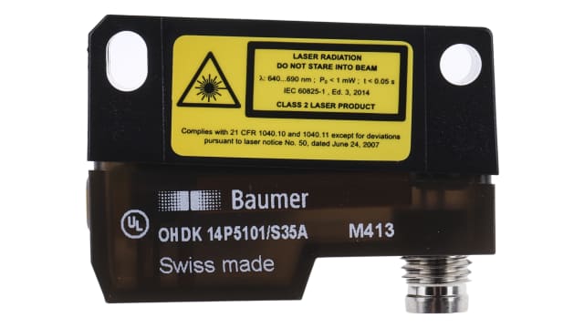 Baumer Diffuse Photoelectric Sensor, Block Sensor, 20 mm → 350 mm Detection Range | OHDK 14P5101/S35A