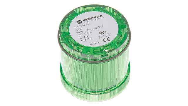 Werma 641 Series Green Steady Effect Beacon Unit, 12 → 230 V ac/dc, Filament Bulb, AC, DC, IP65 | 641.200.00
