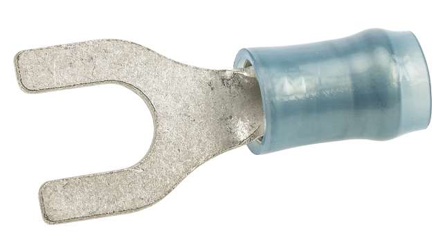 TE Connectivity, PIDG Insulated Crimp Spade Connector, 16 AWG to 14 AWG, M5 Stud Size Nylon, Blue | 32060