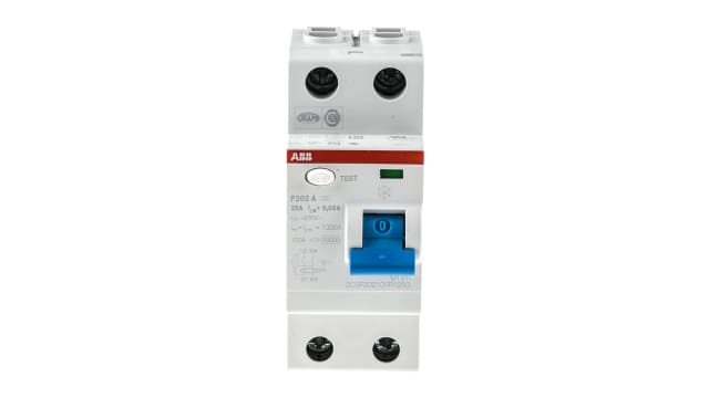 ABB F200 RCCB, 25A, 2 Pole, 30mA, Type A, 230V ac | 2CSF202101R1250 - F202A-25/0.03