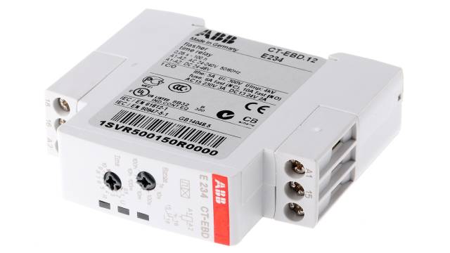 ABB DIN Rail Mount Timer Relay, 24 → 240 V ac, 24 → 48V dc, 1-Contact, 0.05 s → 100h, 1-Function, | 1SVR500150R0000  CT-EBD.12