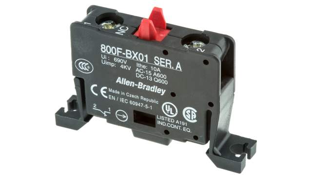 Allen Bradley 800F Series Contact Block, 600V, 1NC | 800F-NX-BX01
