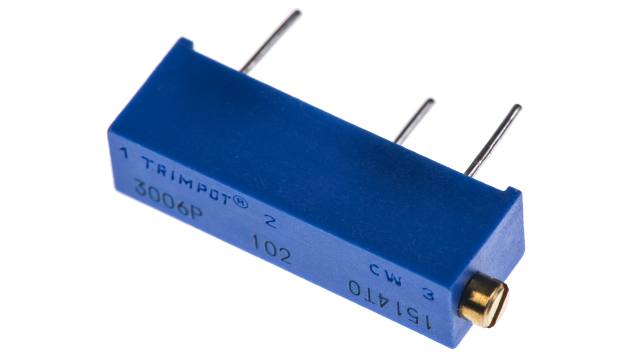 1 kΩ, Through Hole Trimmer Potentiometer, Pin 0.75 W Side Adjust Bourns, 3006 | 3006P-1-102LF