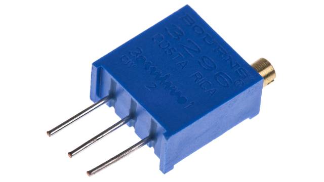 500 kΩ, Through Hole Trimmer Potentiometer, Pin 0.5 W Top Adjust Bourns, 3296 | 3296W-1-504LF