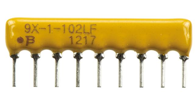 Bourns, 4600X 1 kΩ 2 % BUS Resistor Array, 8 Resistors, 1.13 W total, SIP, Solder | 4609X-101-102LF