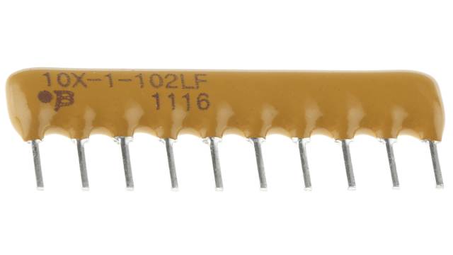 Bourns, 4600X 1 kΩ 2 % BUS Resistor Array, 9 Resistors, 1.25 W total, SIP, Solder | 4610X-101-102LF