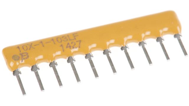 Bourns, 4600X 10 kΩ 2 % BUS Resistor Array, 9 Resistors, 1.25 W total, SIP, Solder | 4610X-101-103LF