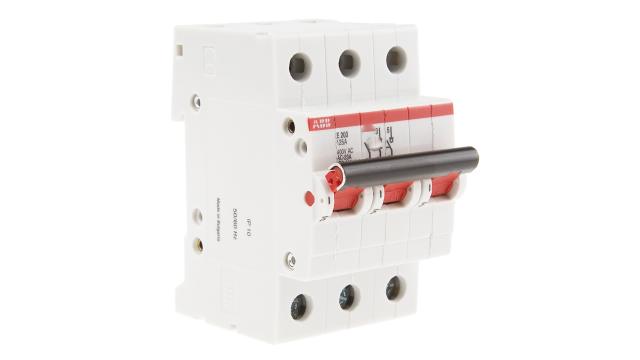ABB, Pro M, E200i Molded Case Circuit Breaker 3-Pole 125 A, Breaking Capacity 6 kA, DIN Rail | 2CDE283001R0125  E203/125R