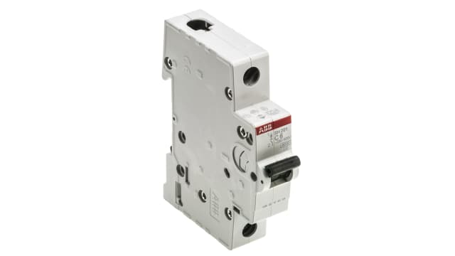 ABB ComPact Home SH200 Miniature Circuit Breaker, 1-Pole, 6 A, Type C, 440 V ac AC, 60 V dc DC, 6 kA Breaking Capacity | 2CDS211001R0064  SH201-C6