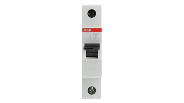 ABB ComPact Home SH200 Miniature Circuit Breaker, 1-Pole, 10 A, Type C, 440 V ac AC, 60 V DC, 6 kA Breaking Capacity | 2CDS211001R0104  SH201-C10