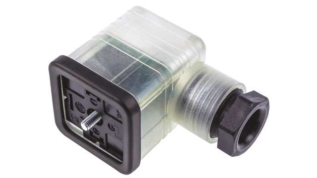Hirschmann GDML 2P+E DIN 43650 A, Female Solenoid Valve Connector with Indicator Light, 24 V Voltage | 934418002 GDML 2016 LED 24 VR black