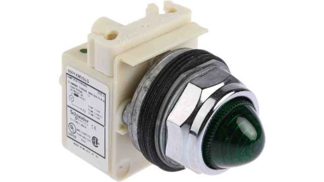 Schneider Electric, Harmony 9001K Green LED Pilot Light, 30mm Cutout, IP66, Round, 24V ac/dc | 9001KP35LGG9