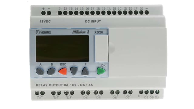 Crouzet Millenium 3 Series Logic Module, 12 V dc Supply, Relay Output, 16-Input, Analogue, Digital Input | 88970165