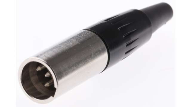 Switchcraft Cable XLR Connector, Straight, 125 V Male, 4 Way, Silver Plating | TA4MX