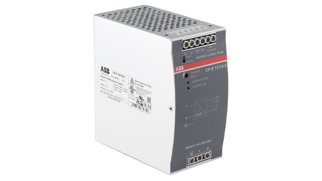 ABB CP-E Switched Mode DIN Rail Power Supply, 90 → 132 V ac,186 → 264 V ac / 210 → 370V dc ac, dc | 1SVR427035R1000  CP-E 12/10.0