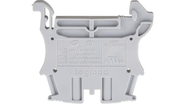 Legrand 0 371 60 371 Series DIN Rail Terminal Block Grey, 2.5 mm², 1-Level, Screw | 0 371 60