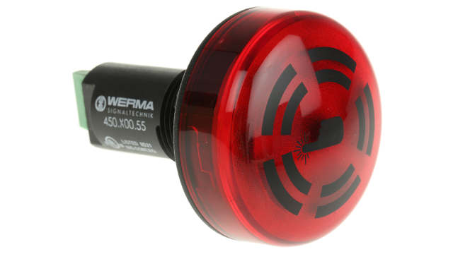 Werma 450 Series Red Buzzer Beacon, 24 V, IP65, Panel Mount, 80dB at 1 Metre | 450.100.55