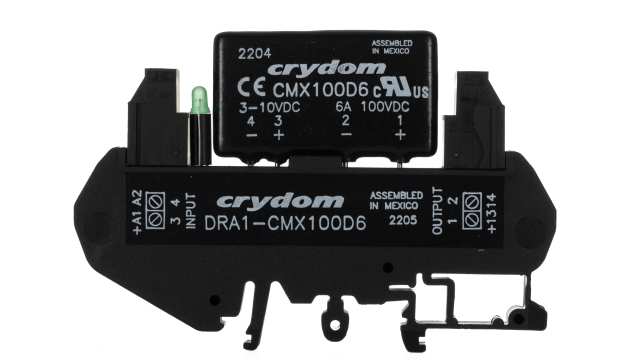 Sensata Crydom DRA Series Solid State Interface Relay, 10 V dc Control, 6 A Load, DIN Rail Mount | DRA1-CMX100D6