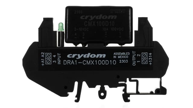 Sensata Crydom DRA Series Solid State Interface Relay, 10 V dc Control, 8 A Load, DIN Rail Mount | DRA1-CMX100D10