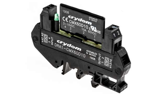 Sensata Crydom DRA1 CMX Series Solid State Interface Relay, 10 V dc Control, 8 A Load, DIN Rail Mount | DRA1-CMX60D10