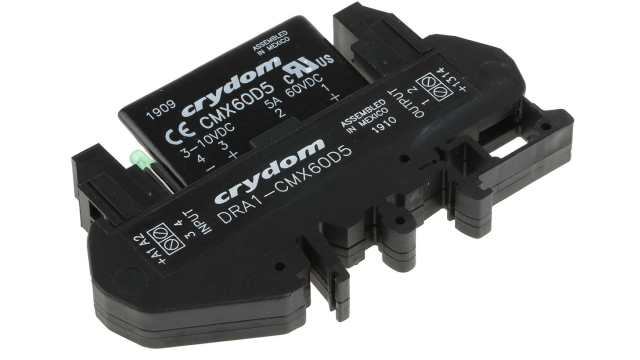 Sensata Crydom DRA1 CMX Series Solid State Interface Relay, 10 V dc Control, 5 A Load, DIN Rail Mount | DRA1-CMX60D5