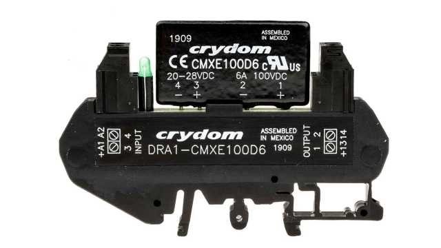 Sensata Crydom DRA1 CMX Series Solid State Interface Relay, 28 V dc Control, 6 A Load, DIN Rail Mount | DRA1-CMXE100D6