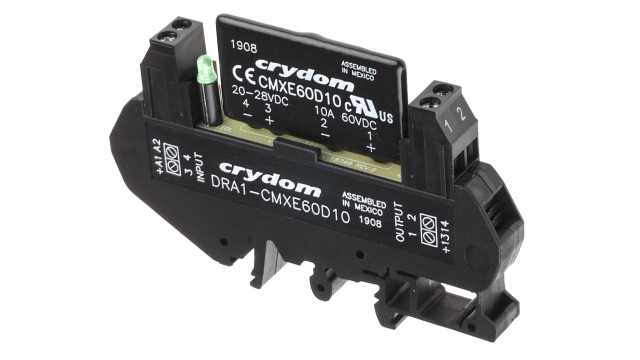 Sensata Crydom DRA1 CMX Series Solid State Interface Relay, 28 V dc Control, 8 A Load, DIN Rail Mount | DRA1-CMXE60D10