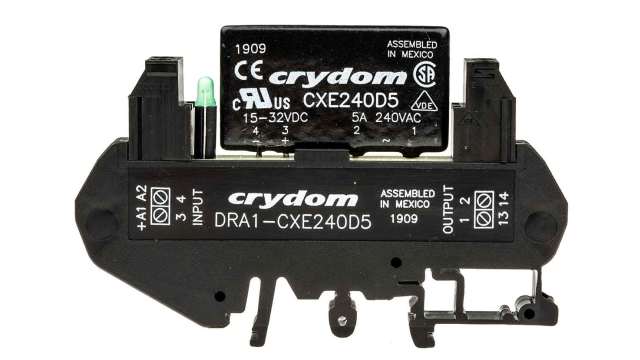 Sensata Crydom DRA1-CX Series Solid State Interface Relay, 32 V dc Control, 5 A rms Load, DIN Rail Mount | DRA1-CXE240D5