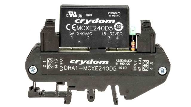 Sensata Crydom DRA1-MCX Series Solid State Interface Relay, 32 V dc Control, 5 A rms Load, DIN Rail Mount | DRA1-MCXE240D5