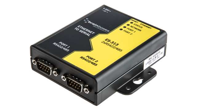 Brainboxes Adapter Serial Device Server 2, 1000 kbps Baud Rate | ES-313