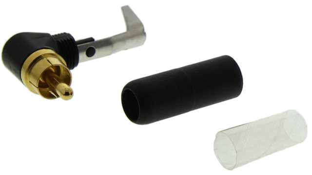 Switchcraft Black Right Angle Cable RCA Plug, Gold, 6A | 3502RABAU
