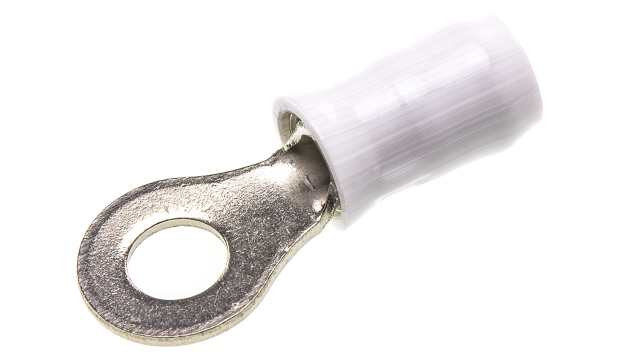 TE Connectivity Insulated Ring Terminal, M4 Stud Size 14 AWG 14 AWG Wire Size, White | 50840