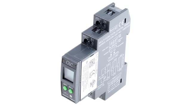 GIC DIN Rail Mount Timer Relay, 24 → 240V ac/dc, 1-Contact, 0.1 s → 999h, SPDT | V0DDTD1