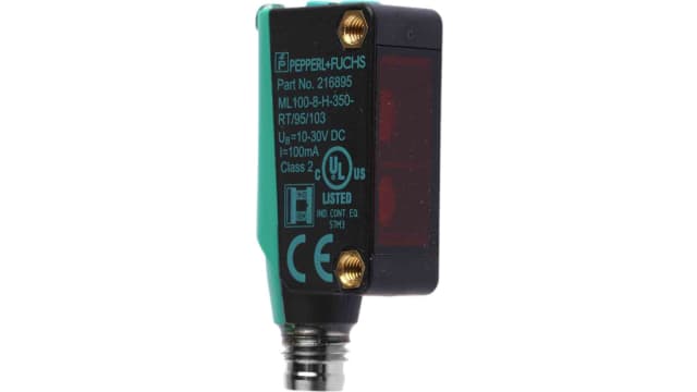 Pepperl + Fuchs Diffuse Photoelectric Sensor, Block Sensor, 5 mm → 350 mm Detection Range | ML100-8-H-350-RT/95/103