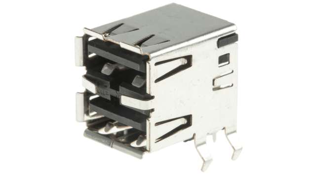 TE Connectivity Right Angle, Through Hole Female- 2 Port Type USB Type A USB Connector USB 2.0 | 5787745-2