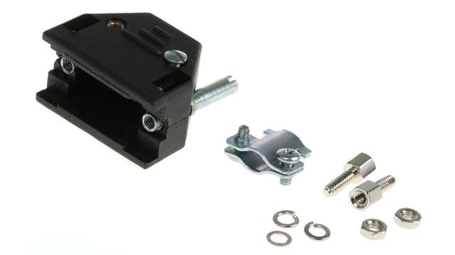 MH Connectors MHED Series ABS Straight D-Sub Backshell, 9 Way Strain Relief | 2801-0102-11-8